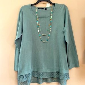 NWT crewneck lightweight sweater knit top styled to look like 2 layers Size 3X